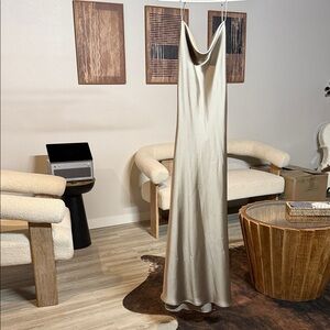 ZARA SILVER MAXI DRESS GOWN NWT SMALL